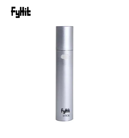 FyHit Stick heat-not-burn device, ceramic-ring heating, 2500 mAh — silver body, full front view