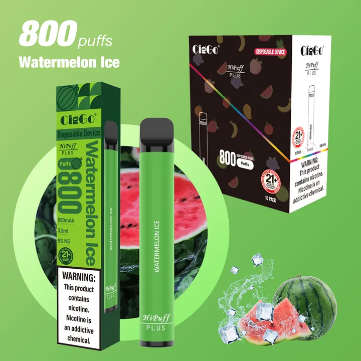 CigGo Hipuff Plus 800-puff disposable vape, 3.2 ml, HIPUFF house brand — view 3