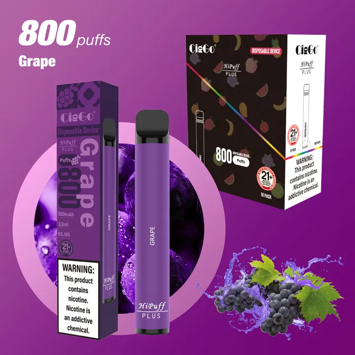 CigGo Hipuff Plus 800-puff disposable vape, 3.2 ml, HIPUFF house brand — view 6