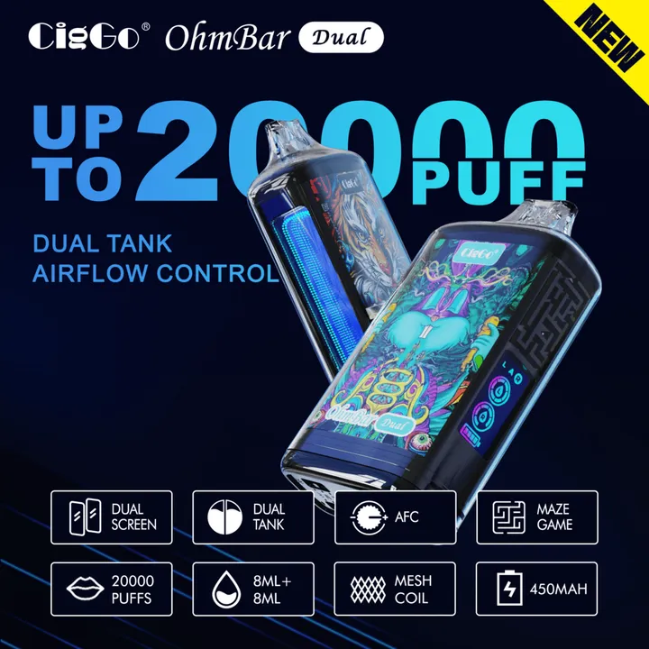 J76 CigGo OhmBar Dual 20000-puff disposable vape — view 5