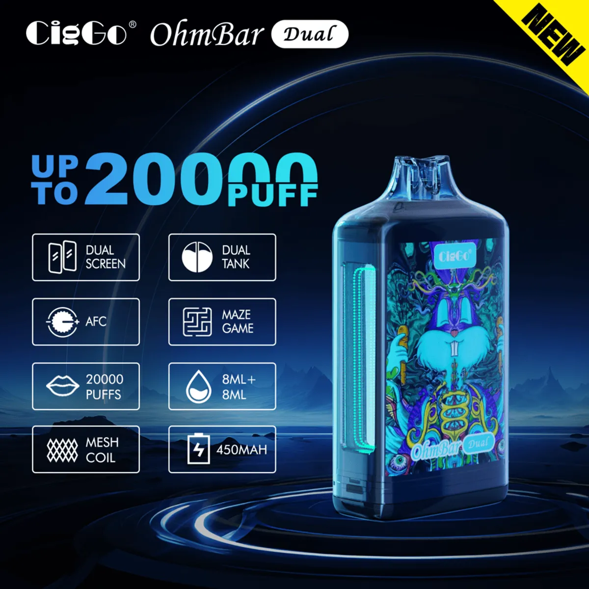 J76 CigGo OhmBar Dual 20000-puff disposable vape — view 6