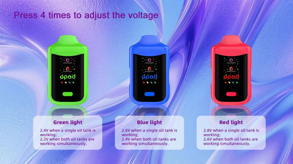 J92 dual-tank vape — display screen and voltage controls