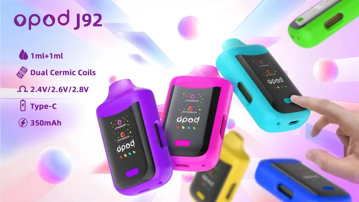 J92 double flavor vape showing both glass oil tanks