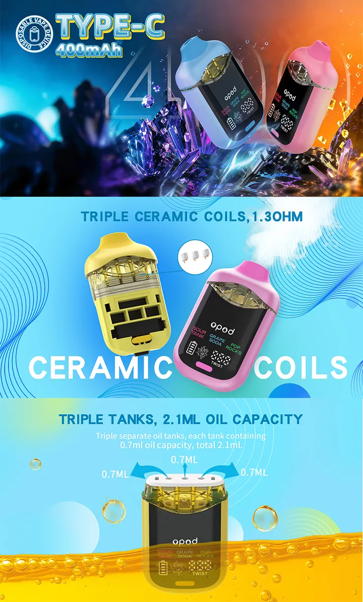 J96 triple-flavor vape device, 3 × 0.66 ml chambers, large display — view 8
