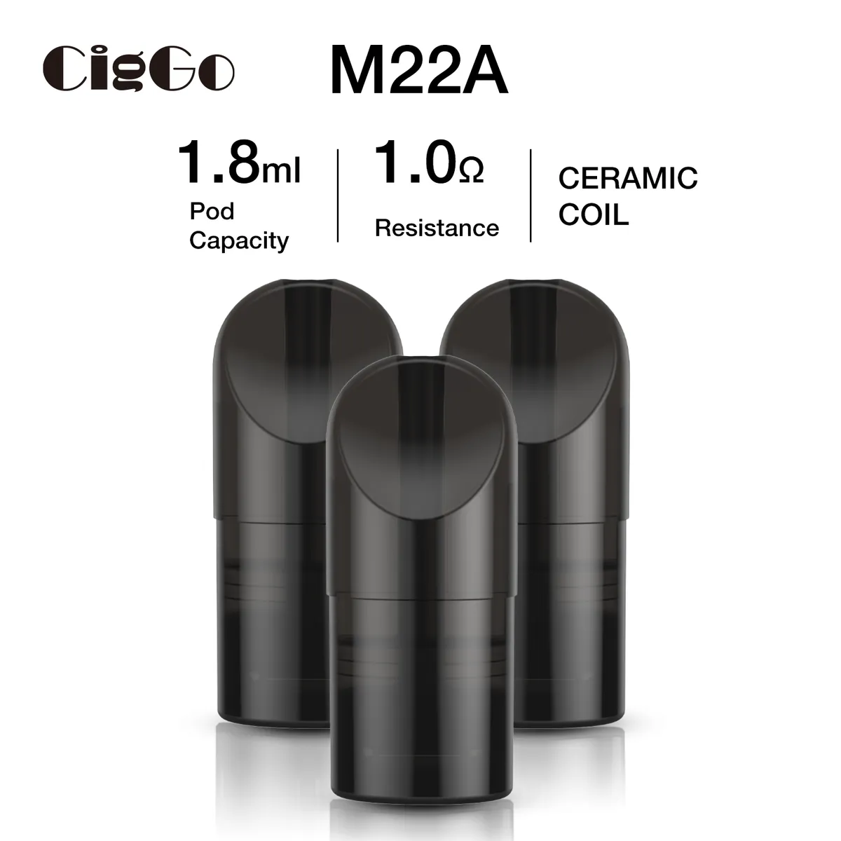 M22-R refillable pod system, 1.8 ml PCTG pod with ceramic 1.0 Ω coil — view 3