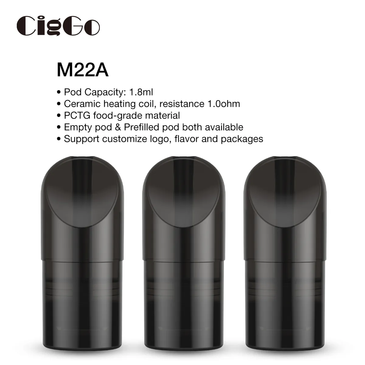 M22-R refillable pod system, 1.8 ml PCTG pod with ceramic 1.0 Ω coil — view 4