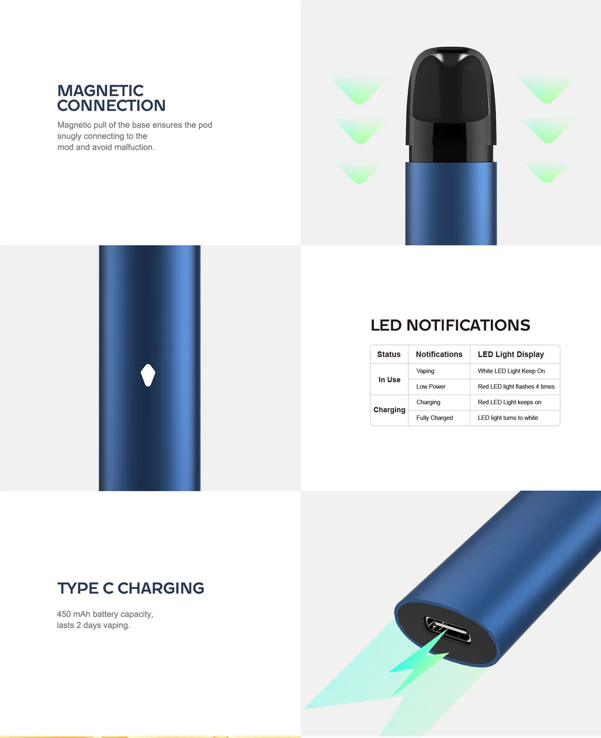 M28 Bysoul-ii closed pod vape system, 450 mAh battery, Type-C — view 8