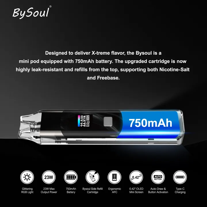 M37 Bysoul pod system, 23 W output, 750 mAh, 0.42 inch OLED screen — view 7